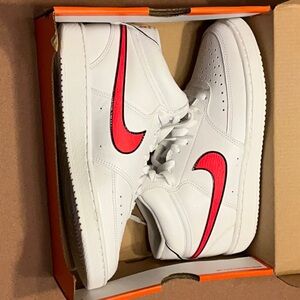 Nike White and Red High-Top Sneakers